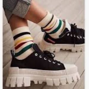 Palladium Black and White Platform Sneakers